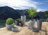 Scheurich Wave Globe High, høj plastbeholder, sort granit, diameter 29,8 cm, højde 40 cm, volumen 6 l.