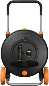 Fiskars Comfort L vandhjul med hjul, alt inklusiv vandingssæt, total rækkevidde på 31,5 m, automatisk optræk, universal haveslange (Ø 13 mm), universal hanetilslutning, 1071670