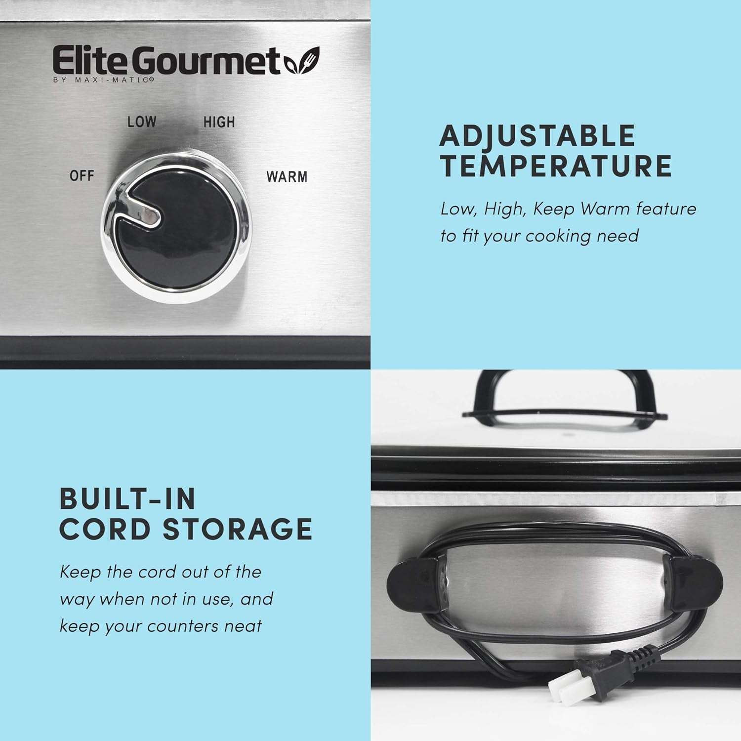 MST-5240SS Slow cooker, 3,3 liter, Rustfrit stål Slow Cooker Naty Shop