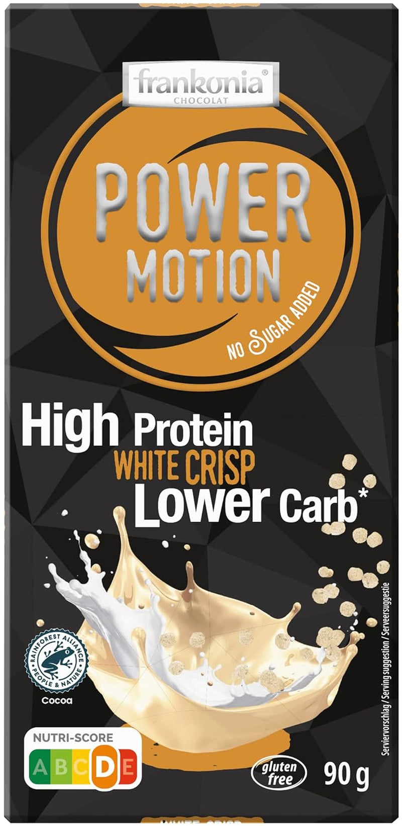 frankonia CHOCOLAT POWER MOTION uden tilsat sukker - Sprød hvid chokolade med højt protein- og lavt kulhydratindhold, 90 g