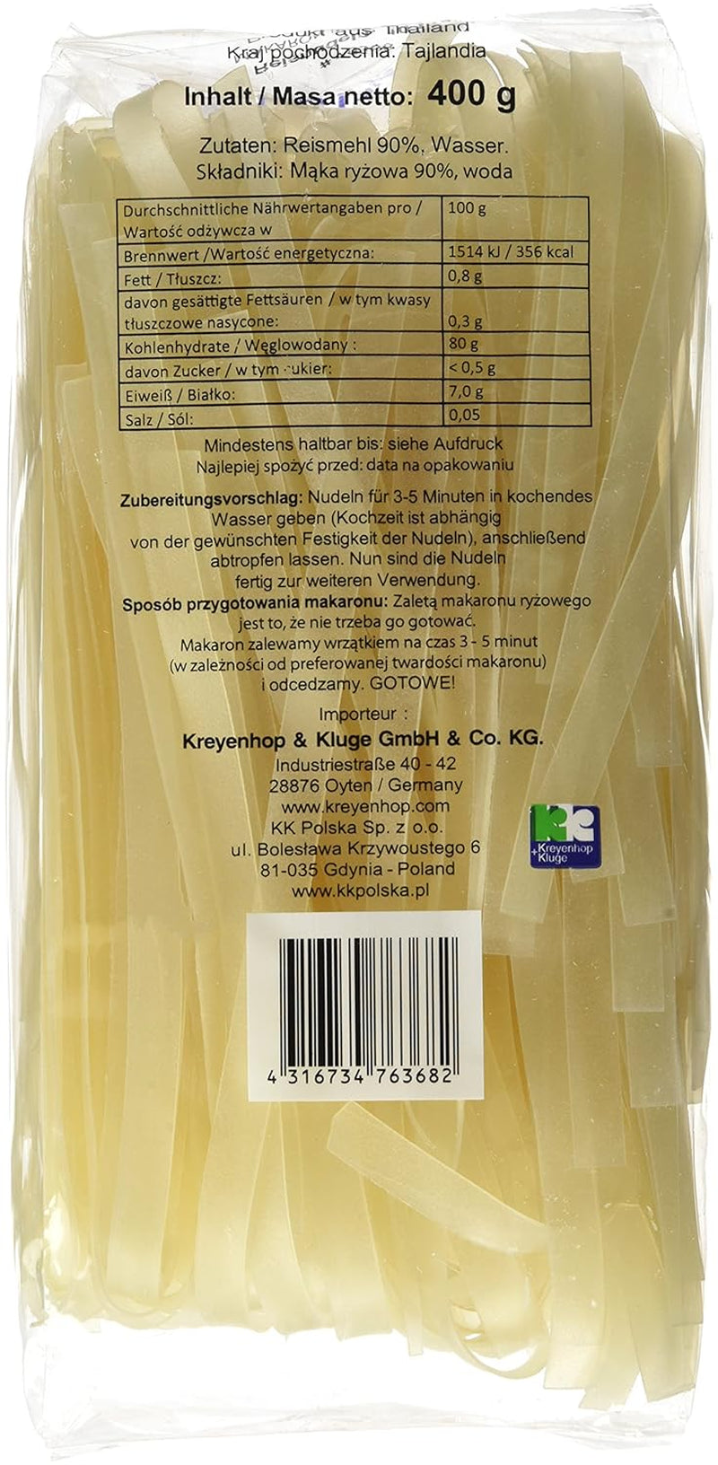 Risnudler - Thai, 10 mm brede risnudler, lavet af rismel - 17 x 400 g