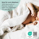 MAKIAN Muslin Squares, Pakke med 10, 80x80 cm, Oeko-TEX® Standard 100 Certified, 10 Premium Burp Cloths - Dobbeltvævede Stof Firkanter / Muslin Squares, Kog resistent - Hvid