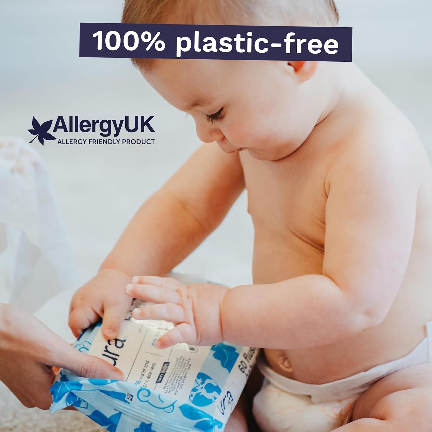 Miljøvenlige engangsbabyservietter til følsom babyhud 70 servietter (1 pakke) 99 % vand 100 % plastikfri til følsom hud Eksemtilbøjelig nyfødt biologisk nedbrydelig vegansk