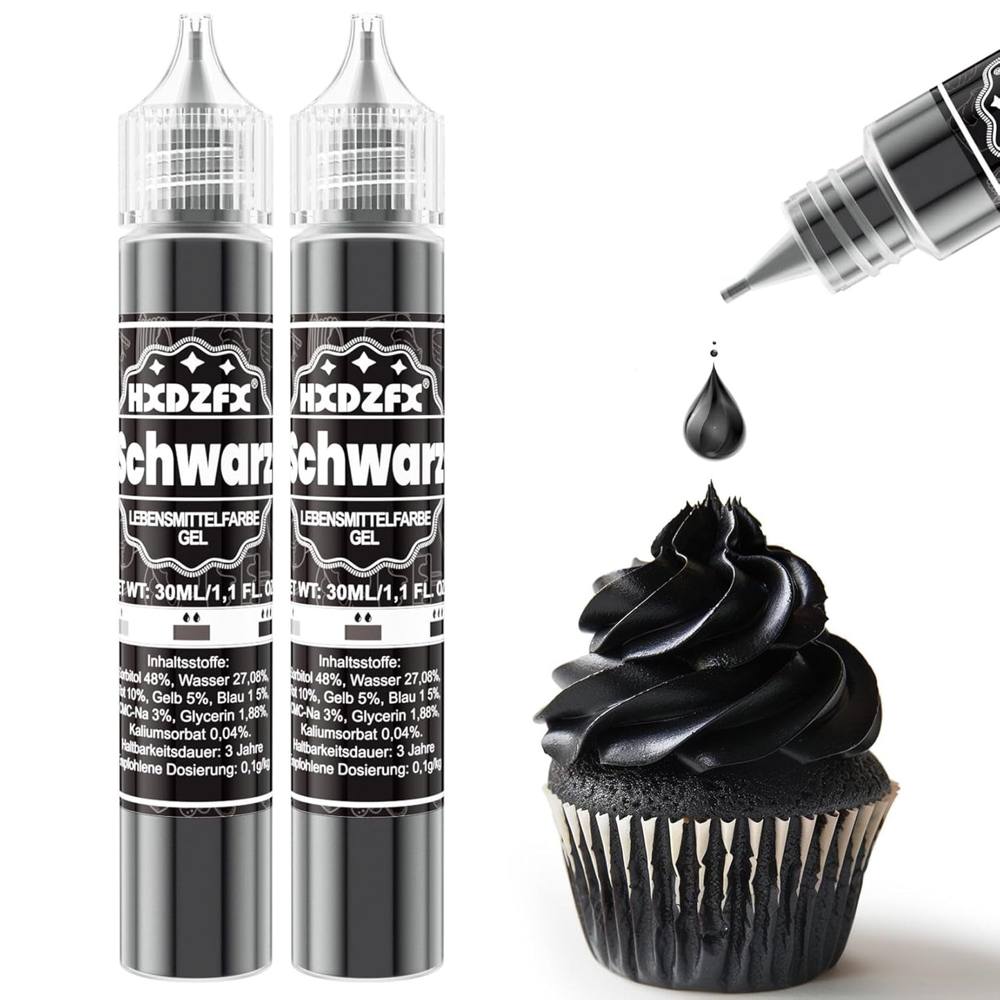 Gel madfarve - HXDZFX 2×30 ml, sukkerfri madfarve, højkoncentreret, til dekoration af kager, hvid fondant, makroner, småkager, bagning, påskeæg, slim (drue lilla)
