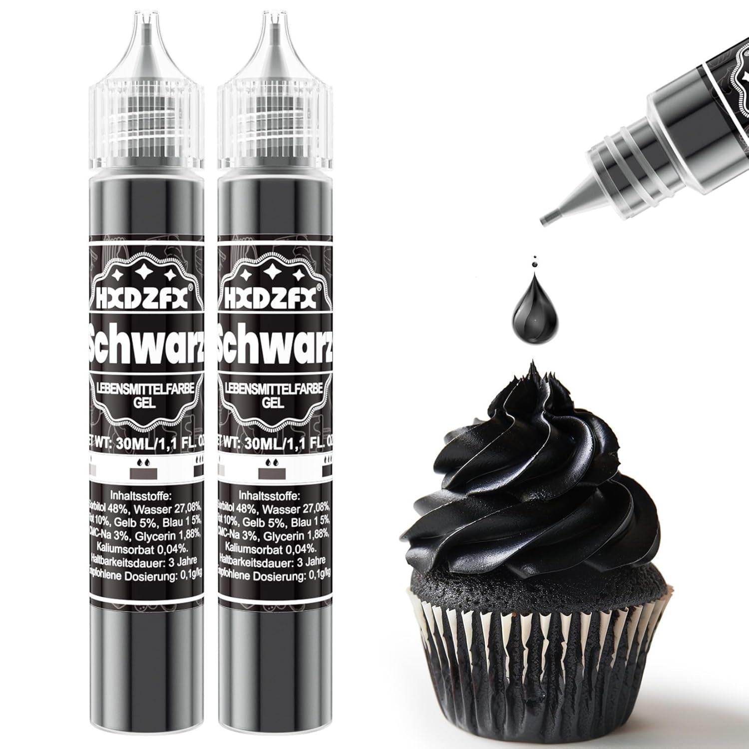 Gel madfarve - HXDZFX 2×30 ml, sukkerfri madfarve, højkoncentreret, til dekoration af kager, hvid fondant, makroner, småkager, bagning, påskeæg, slim (drue lilla)
