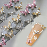 Mini Butterfly Zircon Nail Nøgleringe Y2K Hvid Champagne Pink Rhinestone Krystal Sommerfugl Nøgleringe Negle 3D Butterfly Nail Design Nøgleringe Butterfly Negle Dekoration Nail Art Nøgleringe Negle Accessories