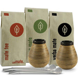 Mate tesæt til to, økologisk ● 2 Mate kopper + 2 bombillas + 300 g Mate te + forberedelsesvejledning