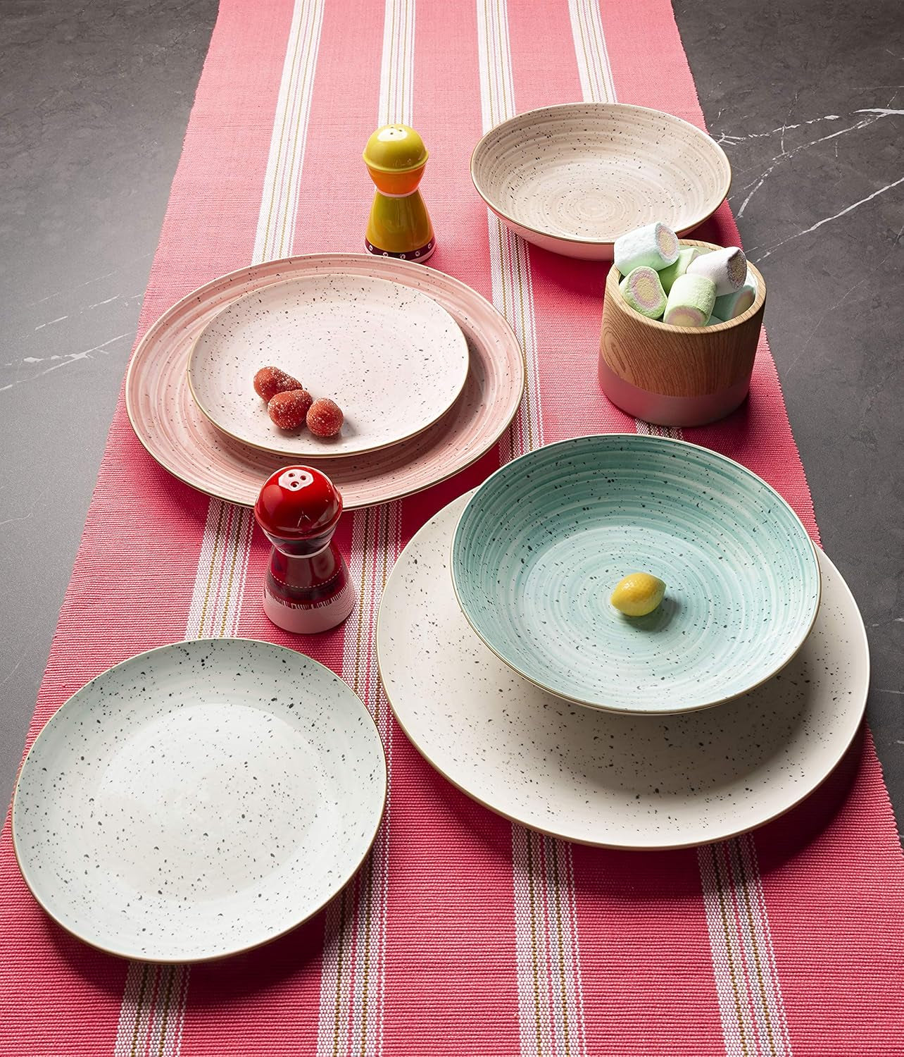 Pepper Bamboo servicesæt til 6 personer, 18 dele, porcelæn, flerfarvet