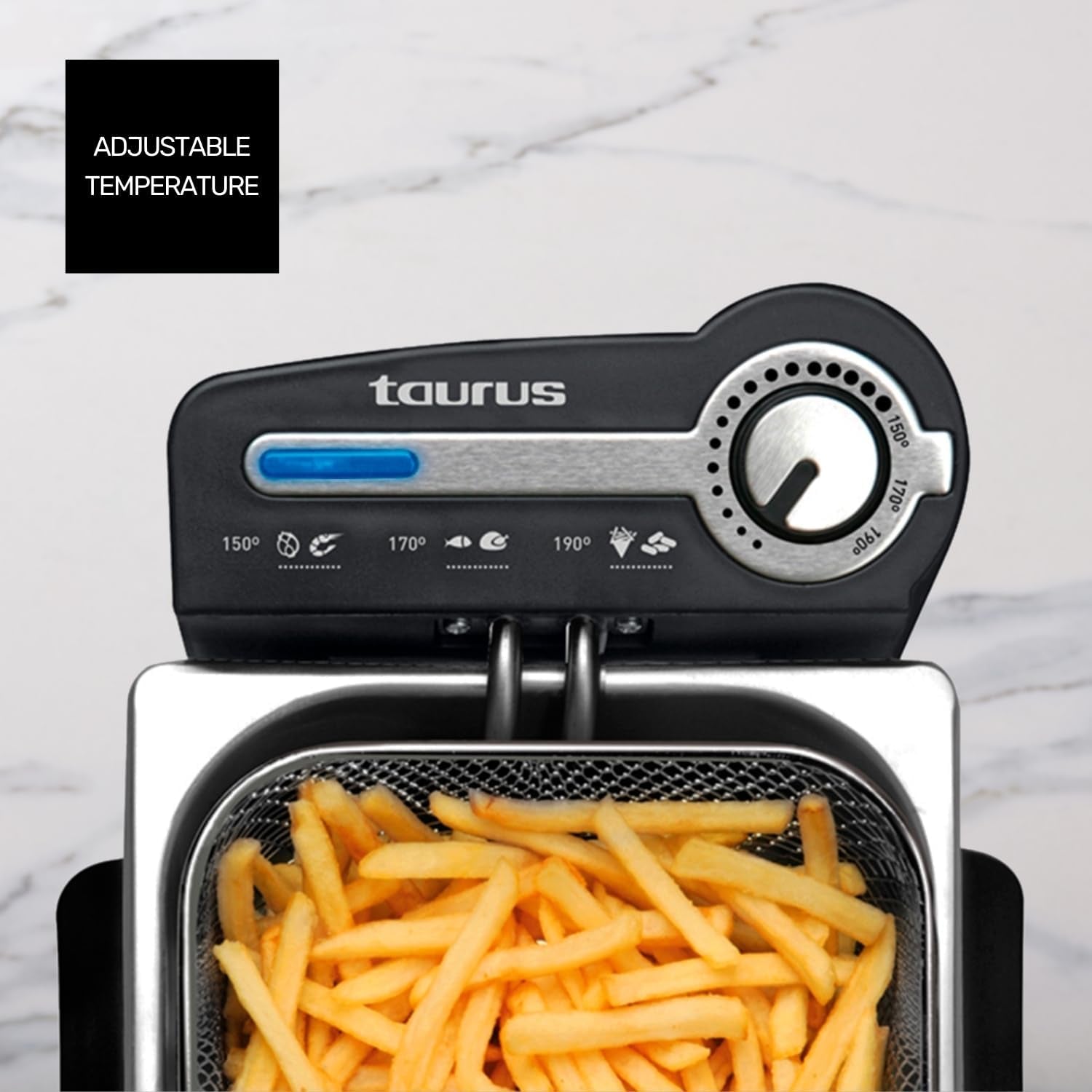 Taurus Professional 2 plus - Oliefrituregryde, 2 liter, 1700 W, 18/8 rustfrit stål Hvidevarer Naty Shop