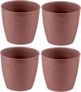 Sæt med 5 brune potter, diameter 16 cm - Robuste plastpotter - Dekorativ plantekasse med dræningsmulighed - Elegant potte til indendørs og udendørs brug
