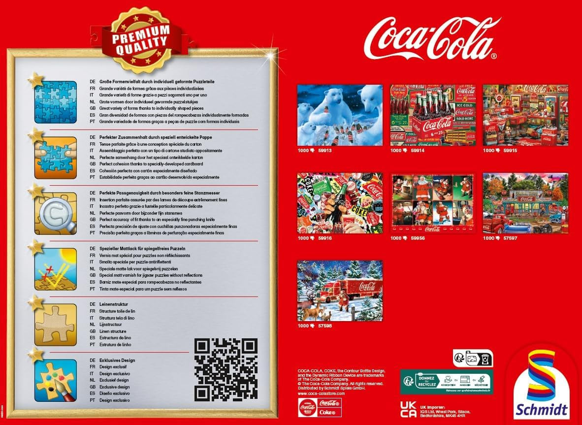 Schmidt Spiele 57598 Coca Cola julelastbil, puslespil 1000 brikker Puslespil Naty Shop