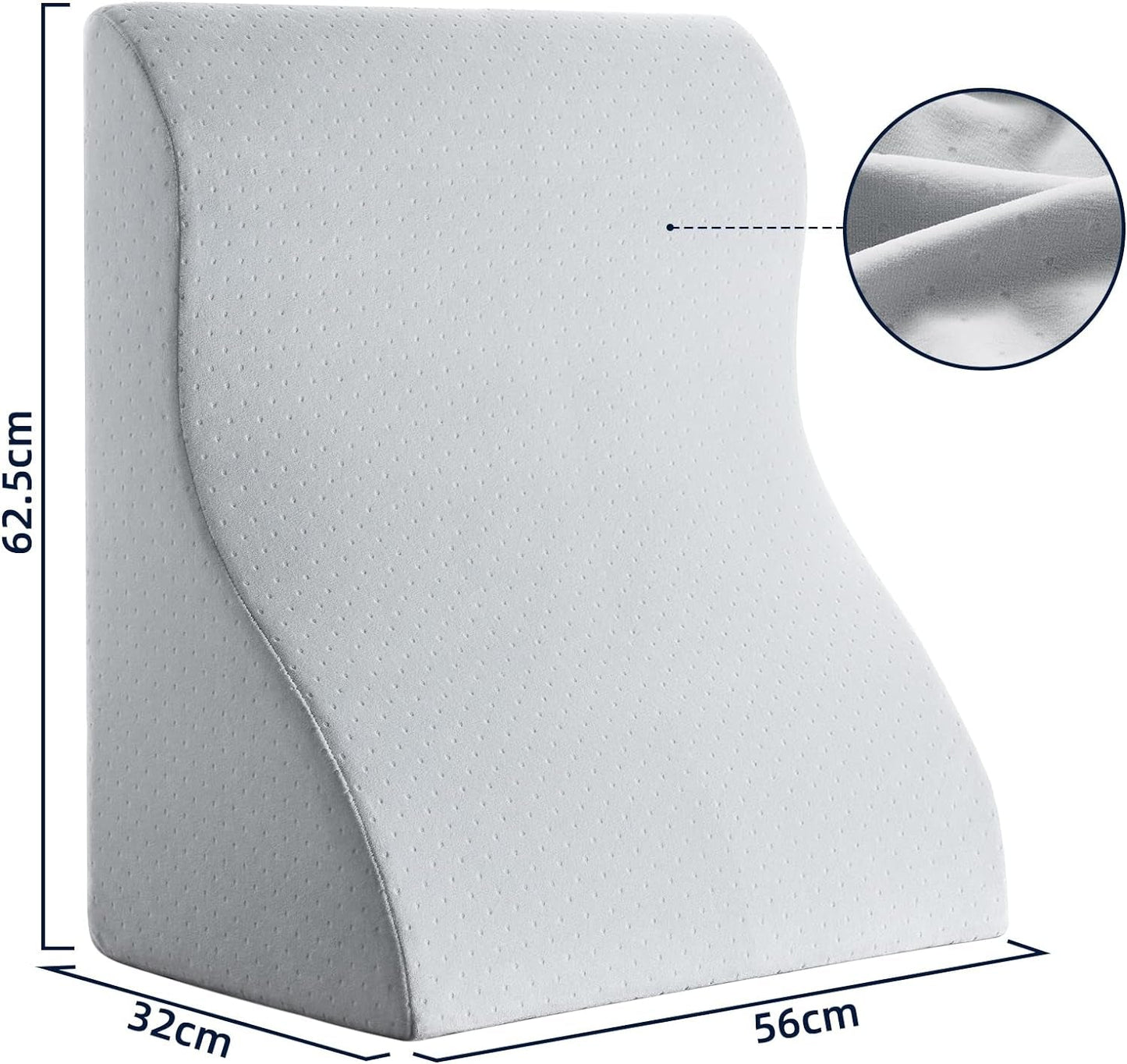 Læsepude til seng og sofa - Memory Foam fjerpude - Ergonomisk rygpude - Perfekt til at støtte din ryg, mens du slapper af, leger, læser eller ser tv - Bred