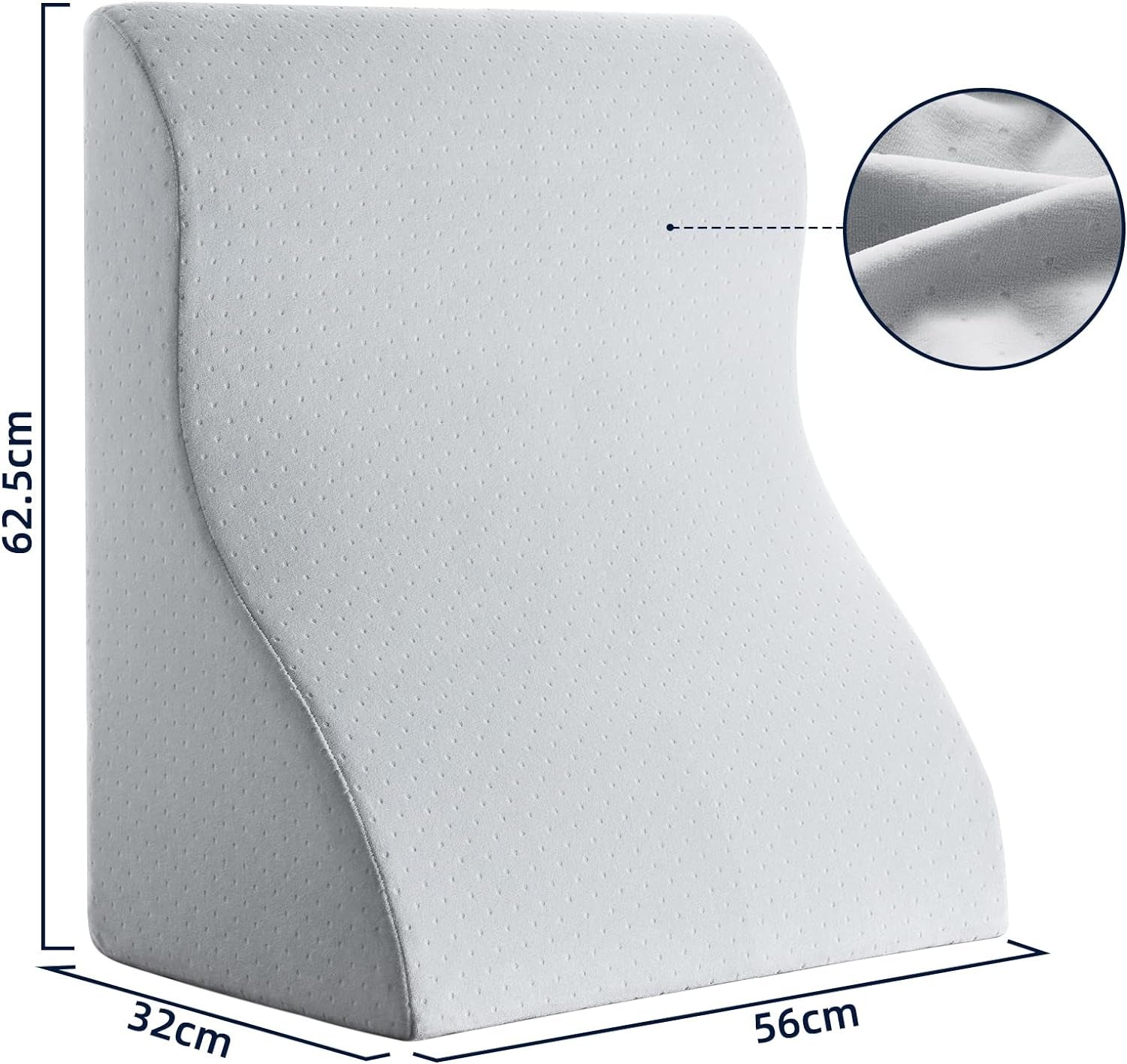 Læsepude til seng og sofa - Memory Foam fjerpude - Ergonomisk rygpude - Perfekt til at støtte din ryg, mens du slapper af, leger, læser eller ser tv - Bred