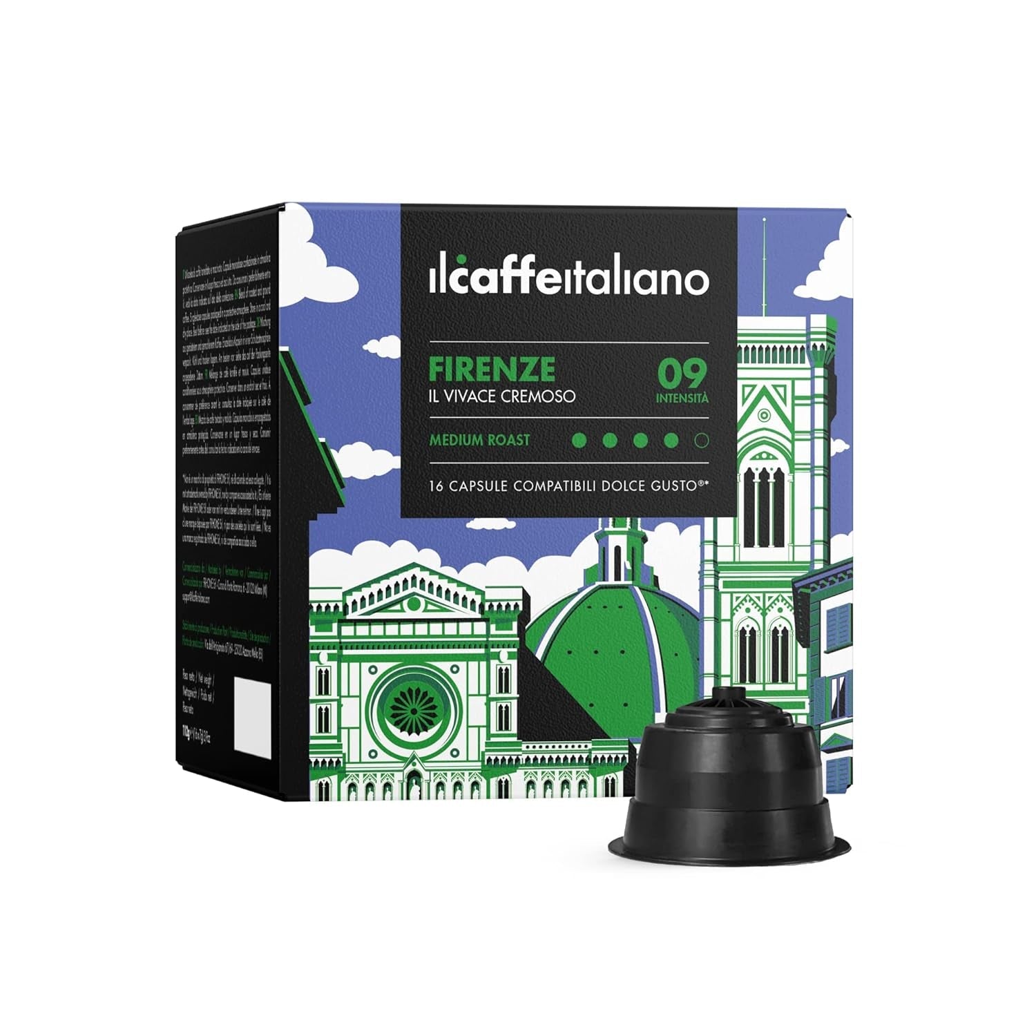Nescafè Dolce Gusto, 96 Kaffeekapseln mit dem Nescafè-Dolce-Gusto-System kompatibel - Il Caffè Italiano - Mischung Firenze, Intensität 9