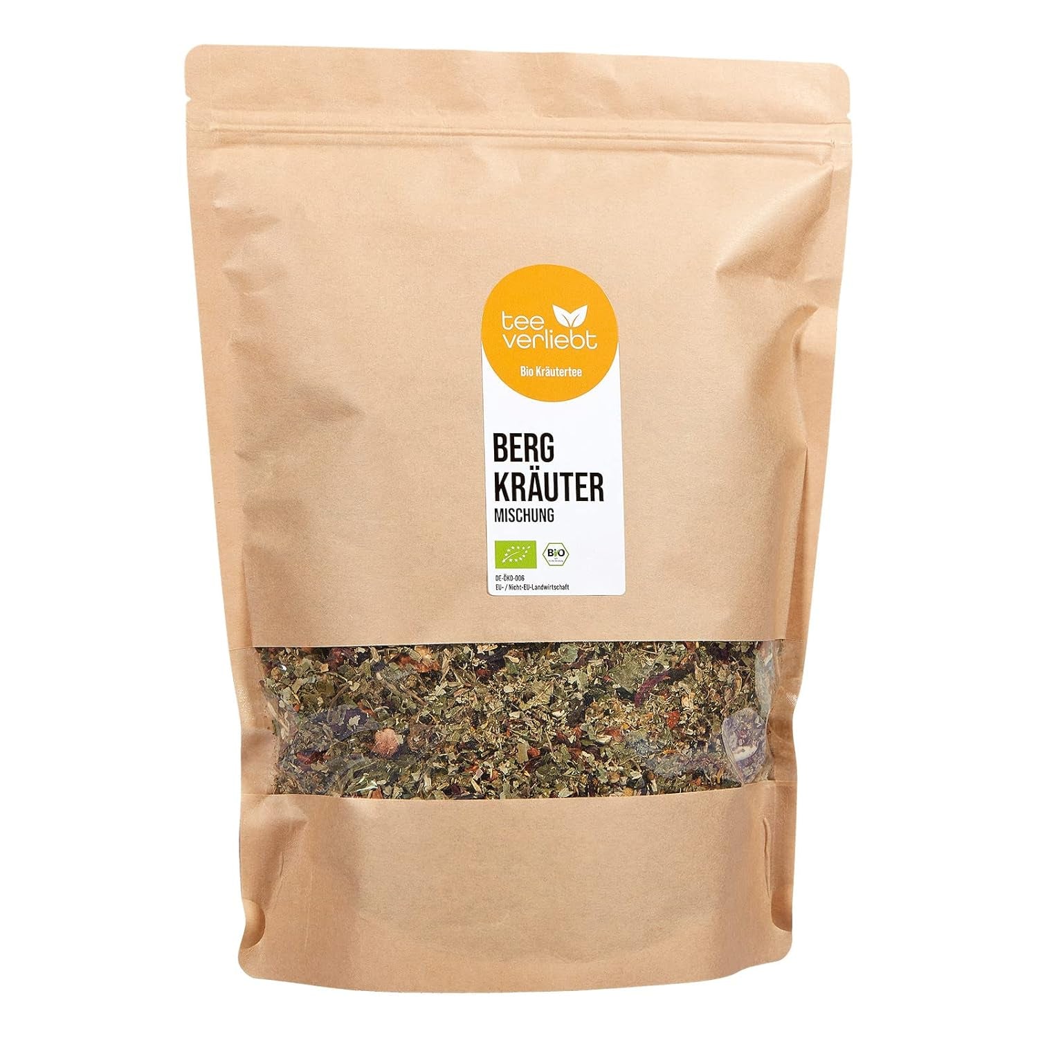Teeverliebt Mountain-urtete, løs urtete med brombærblade, økologisk teblanding, 1 kg