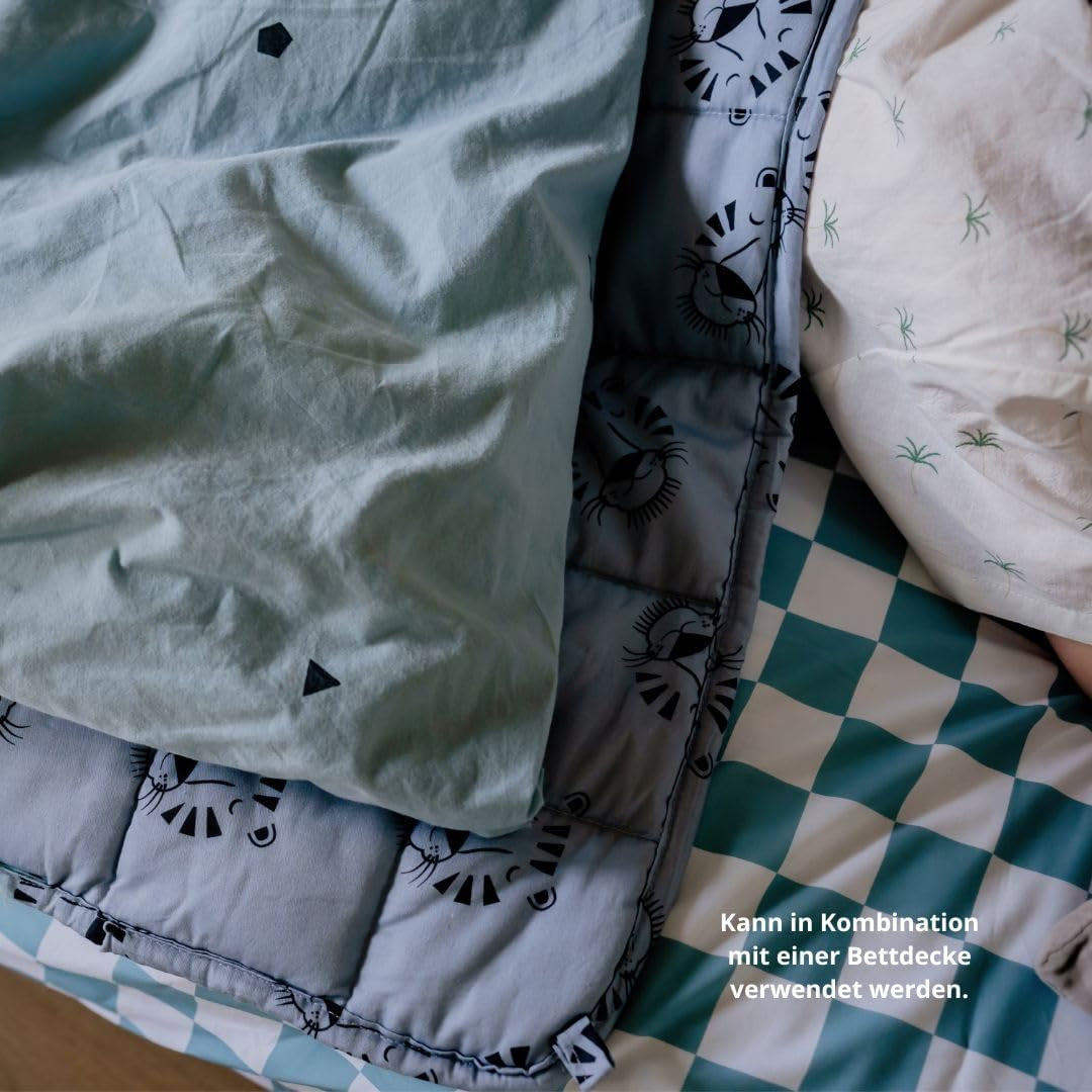 Vægtet babytæppe | 3,5 kg | 100X150cm | Terapi tæppe | Vægtede tæpper | Tungt tæppe (blåt tigeransigt, 3,5Kg-100X150 Cm) BLENKZ Senge og tæpper.