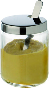 APS 40415 Sennepsgryde, sæt med 2 stk. Ø 5cm, H: 6cm, glas, rustfrit stål, inkl. ske og låg