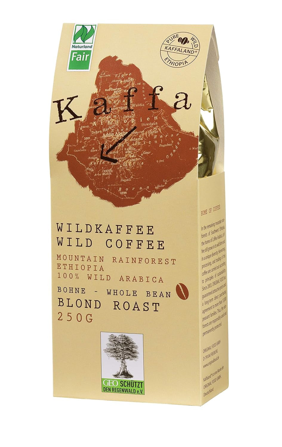 Vild kaffe "Kaffa", lette, hele bønner (250 g) - Økologisk