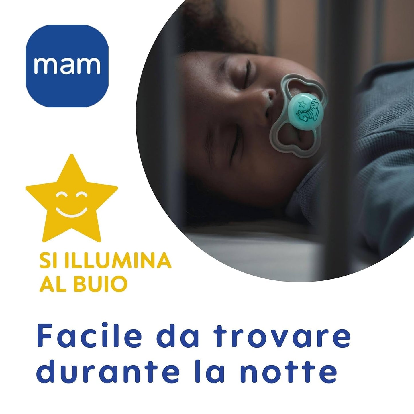 MAM Air Natsut 6-16 måneder (2 pakke) MAM sut 6-16 måneder, Glød i mørket til sensitiv hud, Babytilbehør 2 pakke med silikone-sut og sutteholder, neutral/grøn