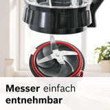 Bosch Standmixer Vitapower Serie 4 MMB6174SN, Verbesserte Version, Hochwertige Edelstahl-Klingen, 1,5L Glasbeholder, 0,6L To-Go-Flasche, Spülmaschinenfeste Teile, 30.000 U/Min, 1200 W, Sølvkøkken Naty Shop
