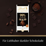 Lindt EXCELLENCE 99% Kakao - Edelbitter-chokolade | 50 G Tafel | Ekstra Kräftige Bitter-chokolade | Intensifier Kakao-Geschmack | Mørk chokolade | Vegansk Schokolade | Schokoladengeschenk Naty Shop