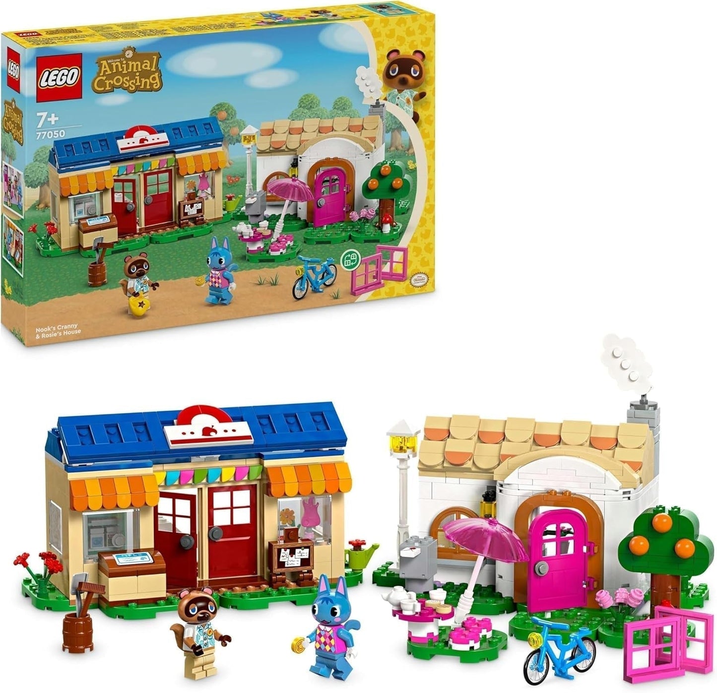 LEGO Animal Crossing Nook's Shop og Sophie's House sæt, kreativt legetøj til børn med 2 minifigurer fra videospilserien, gave til piger og drenge fra 7 år 77050 Byggesæt Besuche den LEGO-Store Single