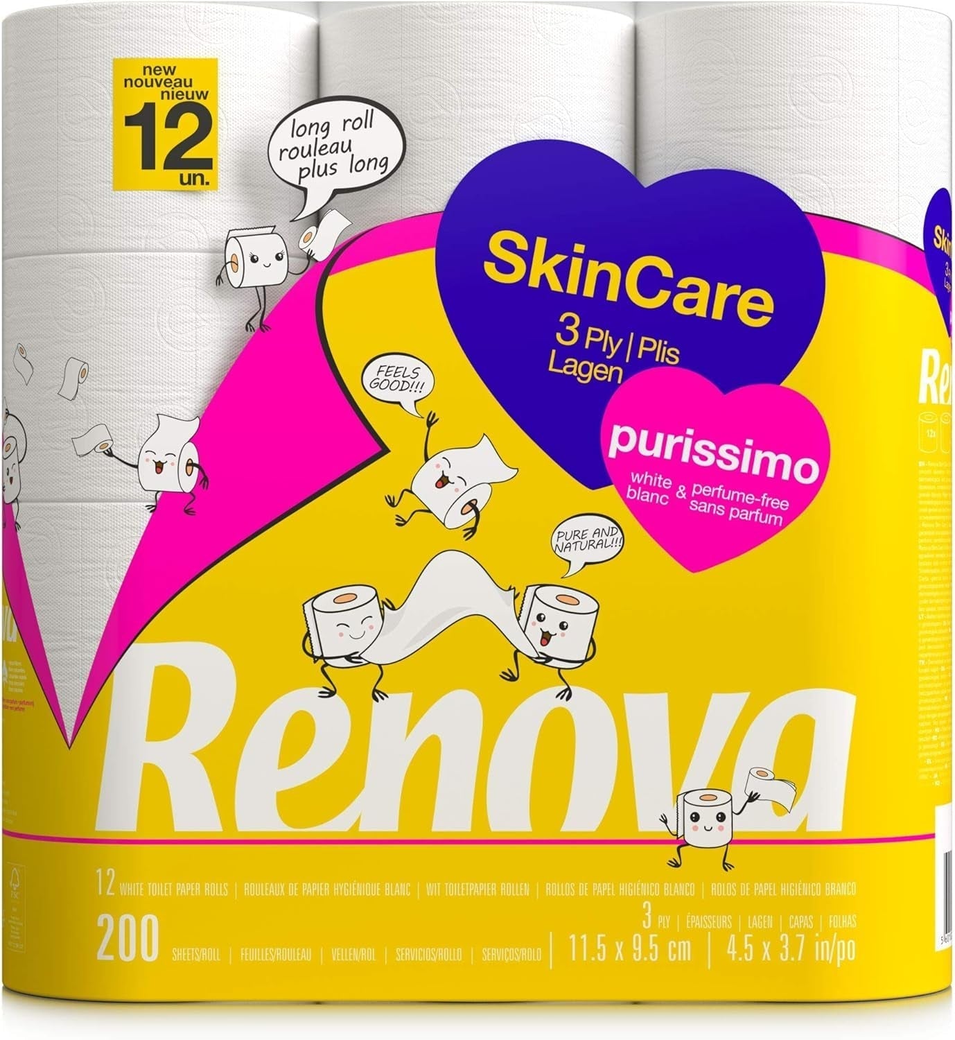 Renova Skincare Purissimo toiletpapir, 12 ruller, hvid