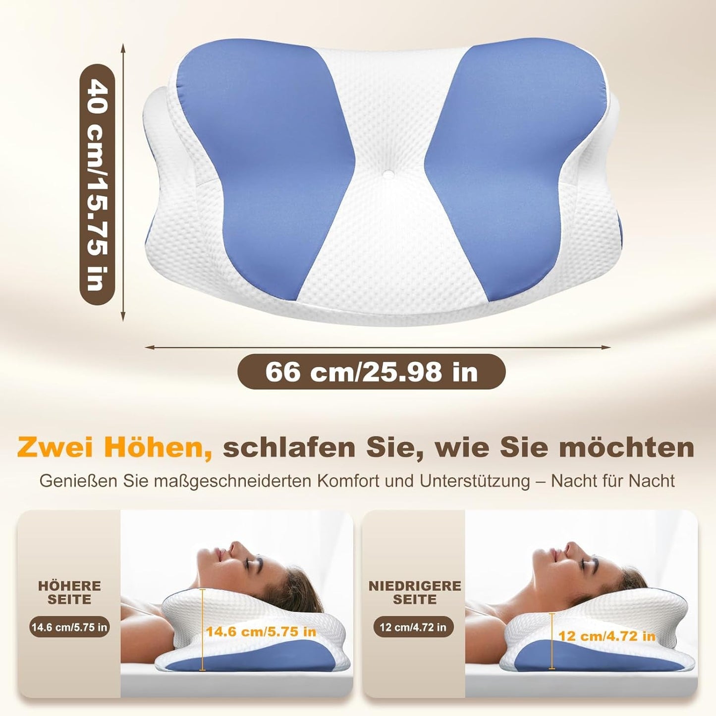 Ergonomisk sidesovepude - Nakkepude Nakke- og skulderstøttepude Ortopædisk Memory Foam Nakkestøttepude til mave Ryg- og sidesove med nakkestøtte Cervikal ortopædiske puder Naty Shop