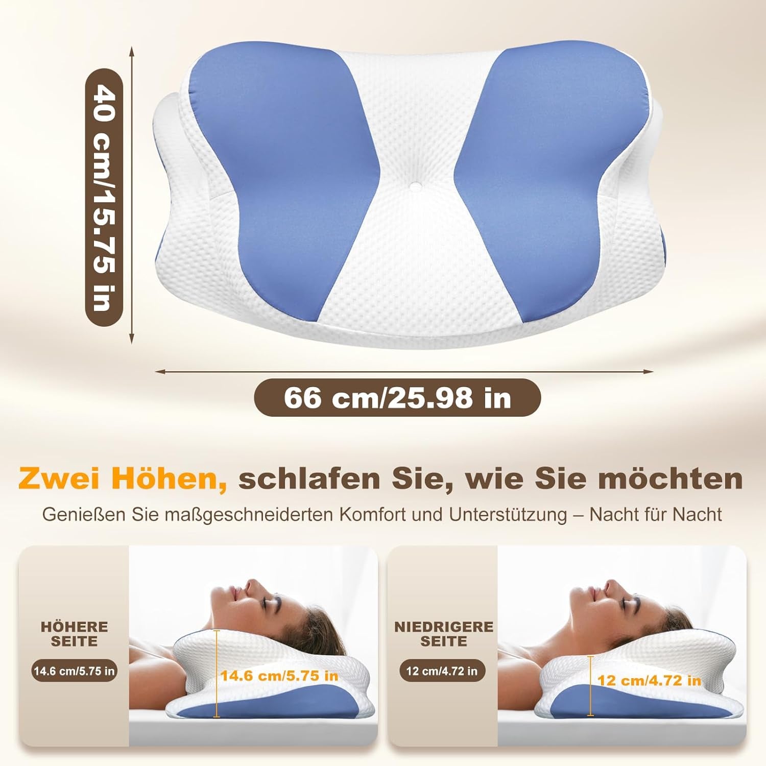 Ergonomisk sidesovepude - Nakkepude Nakke- og skulderstøttepude Ortopædisk Memory Foam Nakkestøttepude til mave Ryg- og sidesove med nakkestøtte Cervikal ortopædiske puder Naty Shop