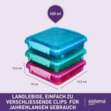Madkasse sandwich box system | 450 ml | stabelbar og lufttæt madkasse med låg | for børn og voksne | uden BPA | blandede farver | 3 stk Naty Shop madopbevaringsbokse