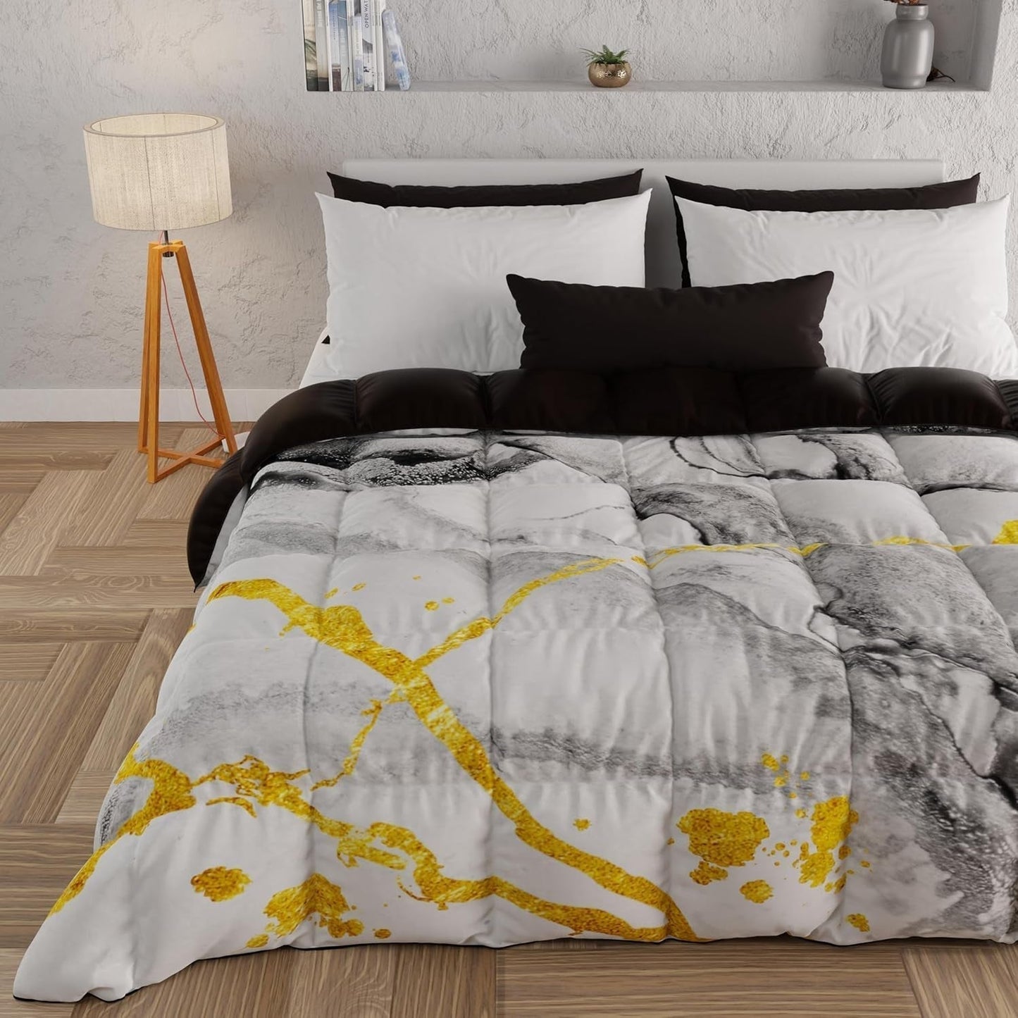 PETTI Artigiani Italiani - Vinterdyne, Vinterdyne, Enkel quilt, Dobbeltsidet, monofarvet og digitalt tryk, 100% hypoallergen mikrofiber, Made in Italy