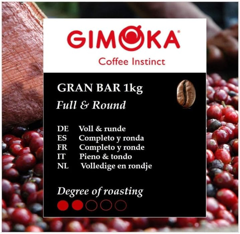 Gimoka Gran Bar kaffebønner, rige og cremede, 1 kg, 10 pakke, + nøglering