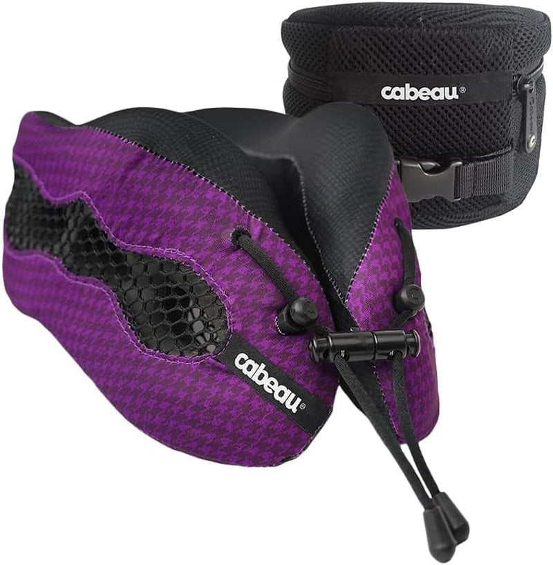 Cabeau Long Flight Travel Nakkepude - Evolution Cool - Understøttende Memory Foam med ventilationsåbninger - Kompakt med bæretaske (lilla) Naty Shop rejsepuder Standardtitel