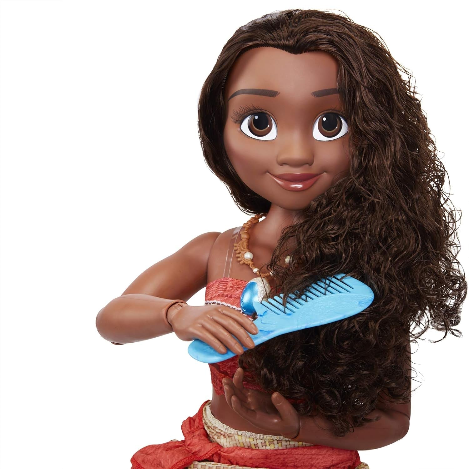 Disney Princess Moana 80 cm Play Doll by Jakks Pacific Movable Doll with Brush to Comb Her Wavy Curls Filminspireret kjole Aftageligt vedhæng Halskæde Dolls Naty Shop