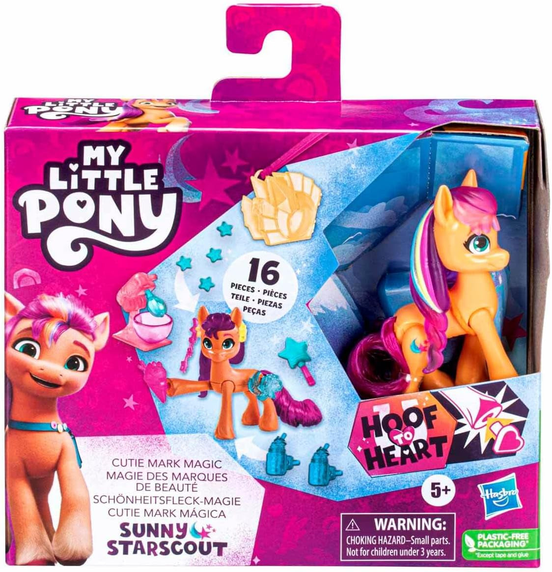 My Little Pony - Discover Your Sparkle Pony: Beauty Mark Magic Sunny Starscout, Pony fra hov til hjerte 7,5 cm, 5+, F5250, Multicolor