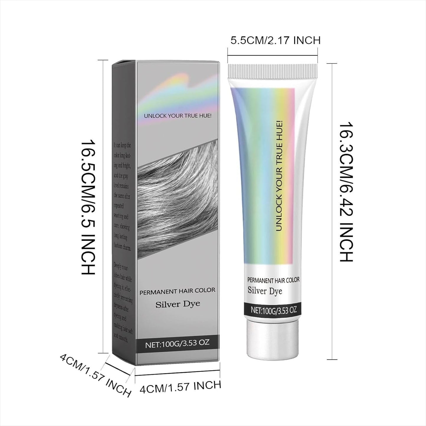 Hårfarve Sølv Sølv Grå Naturlig Hårfarve Creme Midlertidig hårfarve Creme Grå Hårfarve Creme Semi Permanent Sølv Hårfarve Til Alle Hårtyper 2 Stykker Naty Shop Hårfarve