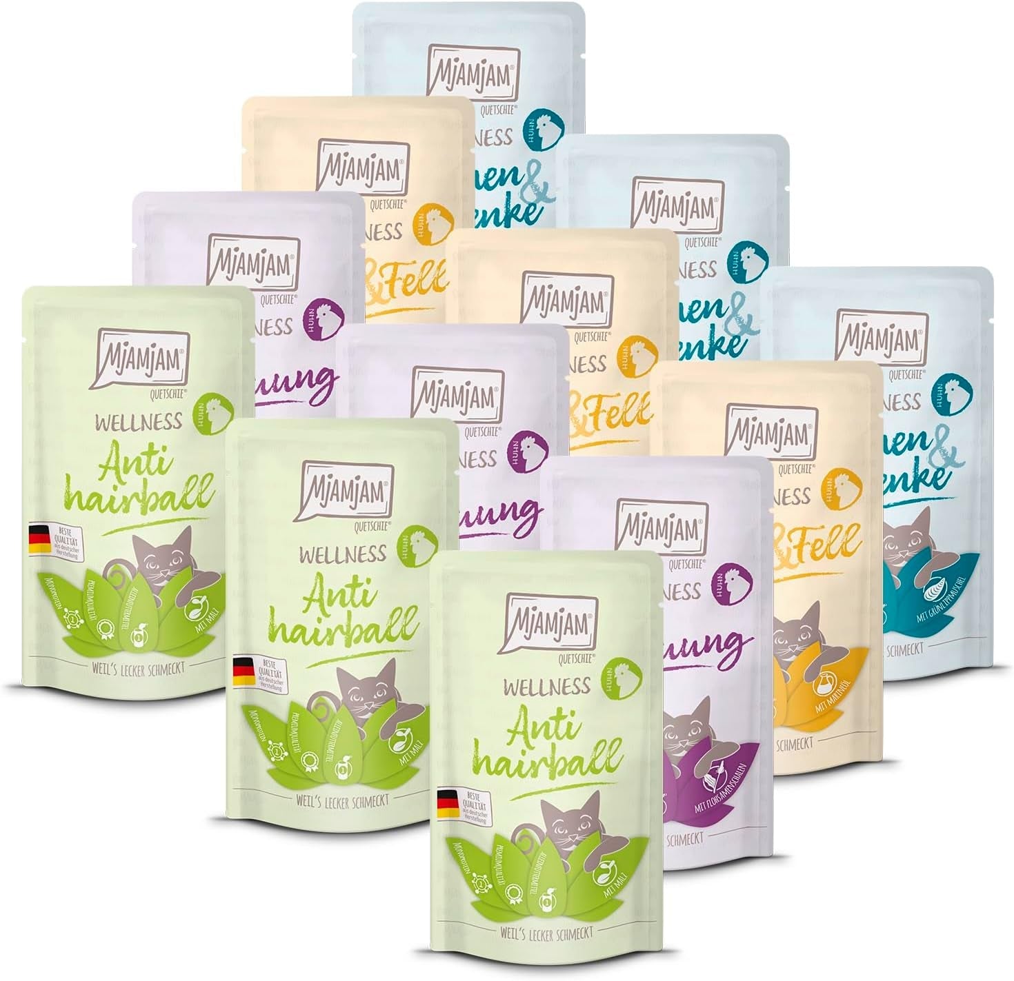 MjAMjAM - Premium våd kattefoder - Kylling Wellness Pack 12 Pack (12 x 125 g) Kornfri med ekstra kød