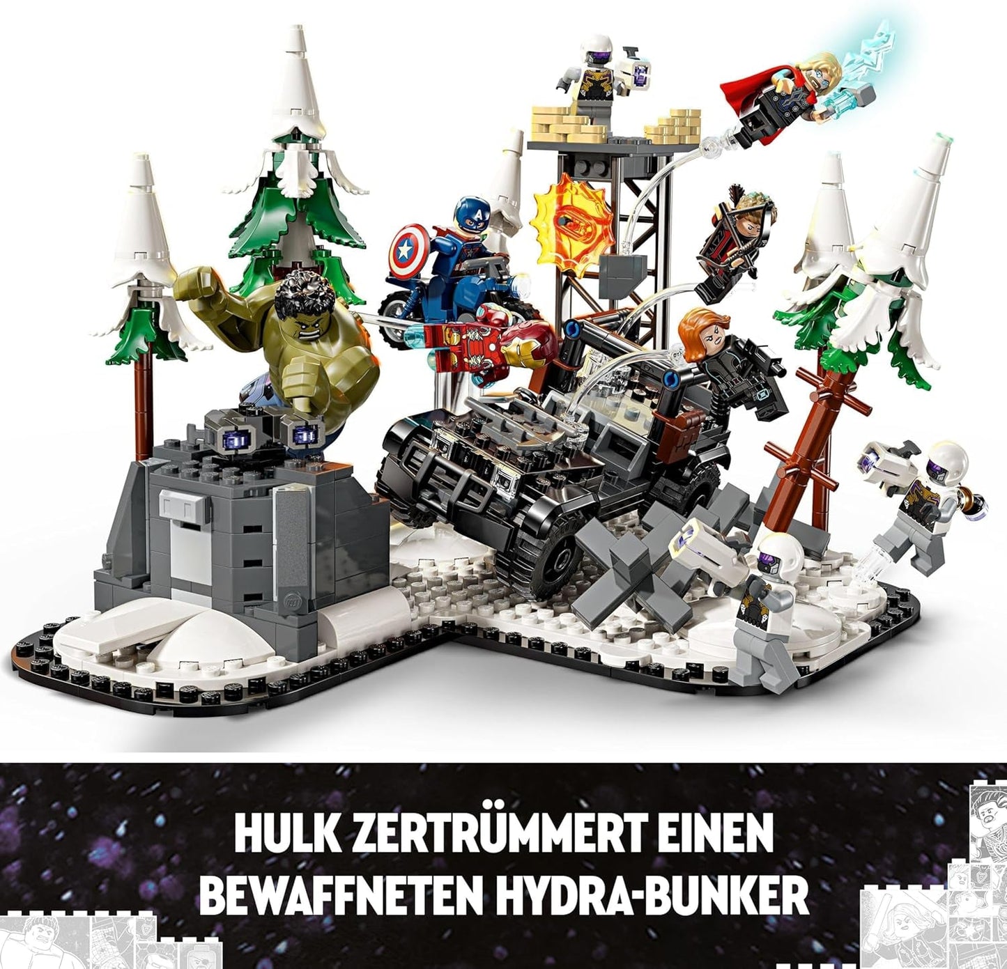 LEGO Marvel Avengers Assemble: Age of Ultron, bygge- og legesæt med 8 minifigurer af superhelte som Thor, Hulk og Iron Man, byggelegetøj til drenge og piger, eventyrsæt 76291 Byggesæt Besuche den LEGO-Store