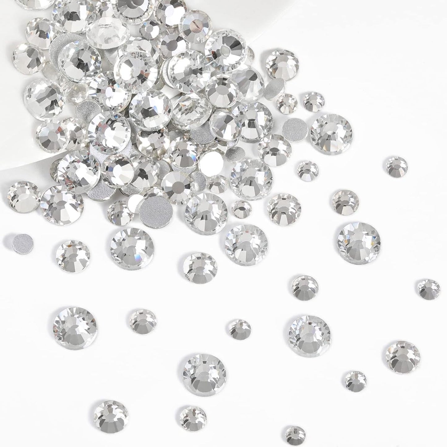 Beadsland 2500 stk Glas Nailart Strasssteine ​​​​Kristall Flatback Edelsteine ​​​​Runde, ​​Für Handwerk Gemischt 8 Größen SS4 ~ SS30 Mit Picking Pinzette Und Stift (Kristall Weiss)