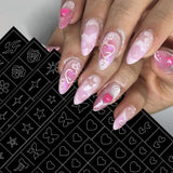 6 ark Airbrush-skabelon Nail Stickers, Butterfly Flame Stars Heart Stars Nail Stickers Printing Stencil Tool Nail Art Selvklæbende Stickers til Kvinder Nail Art Design Stickers