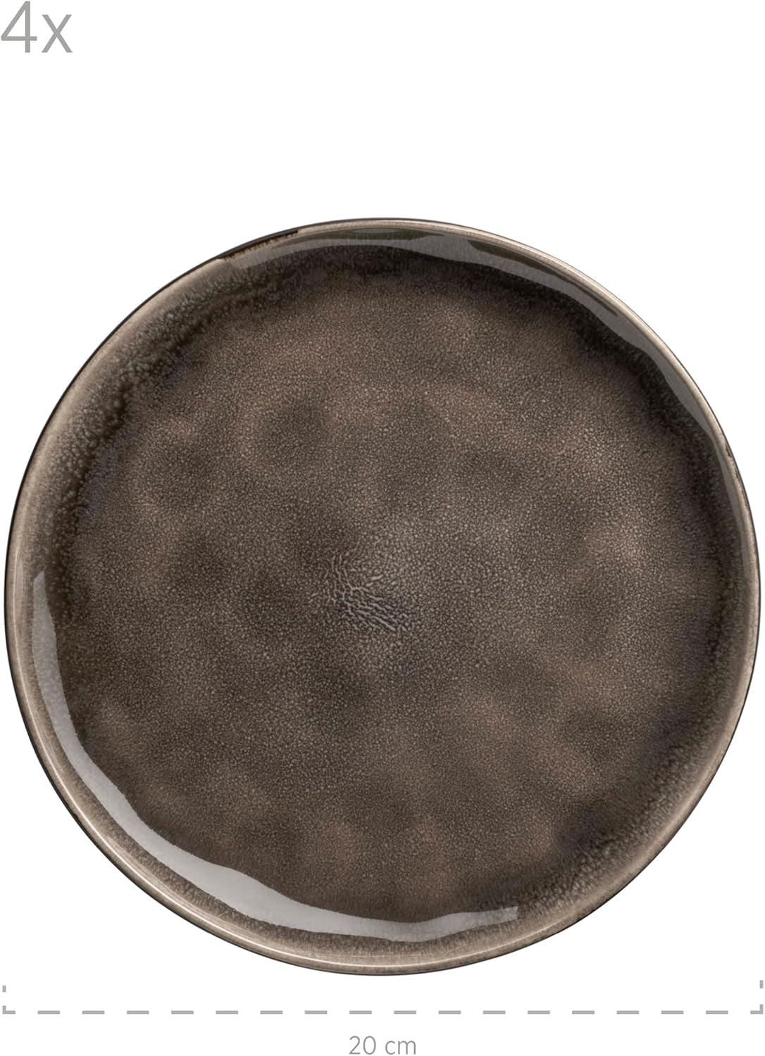 MÄSER 934073 Niara Organic Series Moderne 4-personers servisesæt med spændende vintagelook, 16-delt kombinationsservice med en speciel sort og brun glasurkombination, stentøj