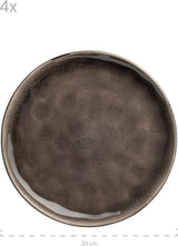 MÄSER 934073 Niara Organic Series Moderne 4-personers servisesæt med spændende vintagelook, 16-delt kombinationsservice med en speciel sort og brun glasurkombination, stentøj