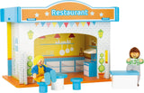 Small Foot 10852 Legehus Restaurant Lavet af træ, Med 2 dukkefigurer, tilbehør og aftageligt tag, Fra 3 år Naty Shop Dukkehuse