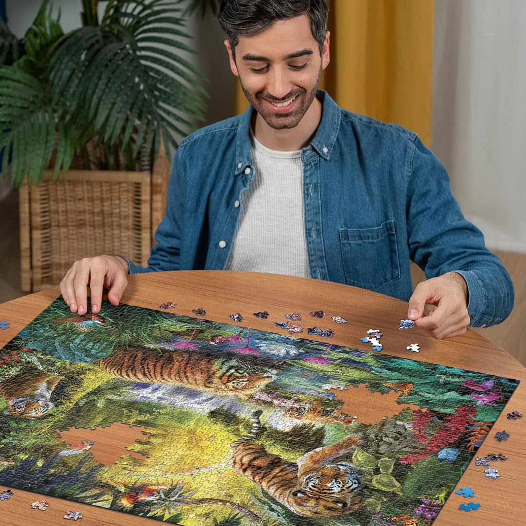 Ravensburger Puslespil 12000696 - Idyll ved vandets øje - 1500 brikker puslespil til voksne og børn over 14 år, tiger motiv puslespil Puslespil Naty Shop