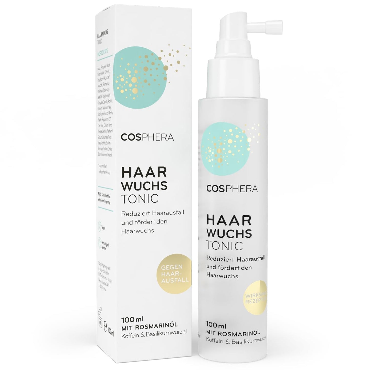 Rosemary Oil Hair Tonic Spray 100ml - Rosemary Oil Spray accelererer naturligt hårvæksten - Hårvækstmiddel til kvinder og mænd - Hårtabsserum - Rosemary Hair Oil fra Cosphera Hair Care Naty Shop Standardtitel