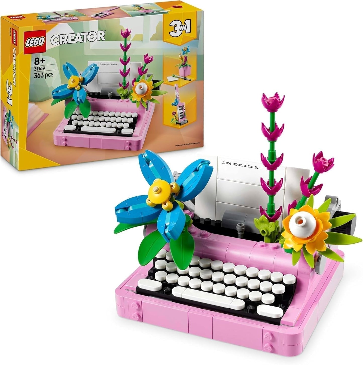 LEGO Creator 3In1 skrivemaskine med blomster - ombyggeligt legetøj til en Keytar-model eller urtepotte med notesbog og kuglepen - byggesæt - gave til piger og drenge fra 8 år 31169 Byggesæt Besuche den LEGO-Store Standard titel