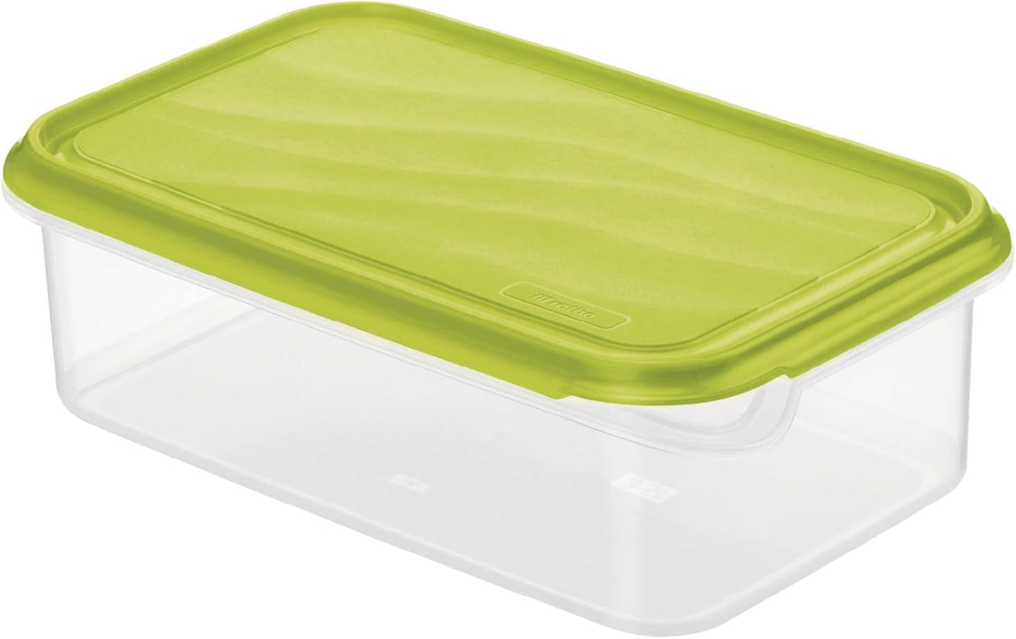 Rotho Rondo madopbevaringsglas 1,5 l med låg, BPA-fri plast (PP), gennemsigtig/grøn, 1,5 l (24,0 x 16,0 x 7,5 cm) Naty Shop madopbevaringsbokse 1,5L