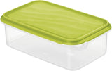 Rotho Rondo madopbevaringsglas 1,5 l med låg, BPA-fri plast (PP), gennemsigtig/grøn, 1,5 l (24,0 x 16,0 x 7,5 cm) Naty Shop madopbevaringsbokse 1,5L