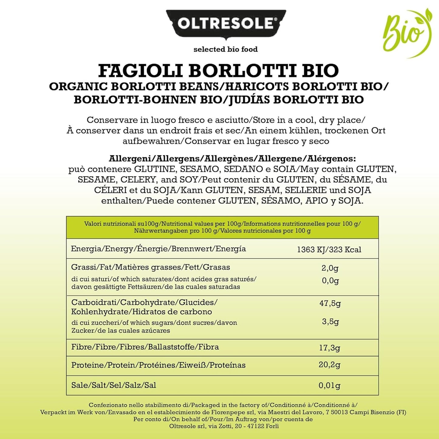 Økologiske Borlotti bønner 5 kg, Tørrede økologiske bælgfrugter fra kontrollerede afgrøder, Ideel til salater, supper og tilbehør, Praktisk format