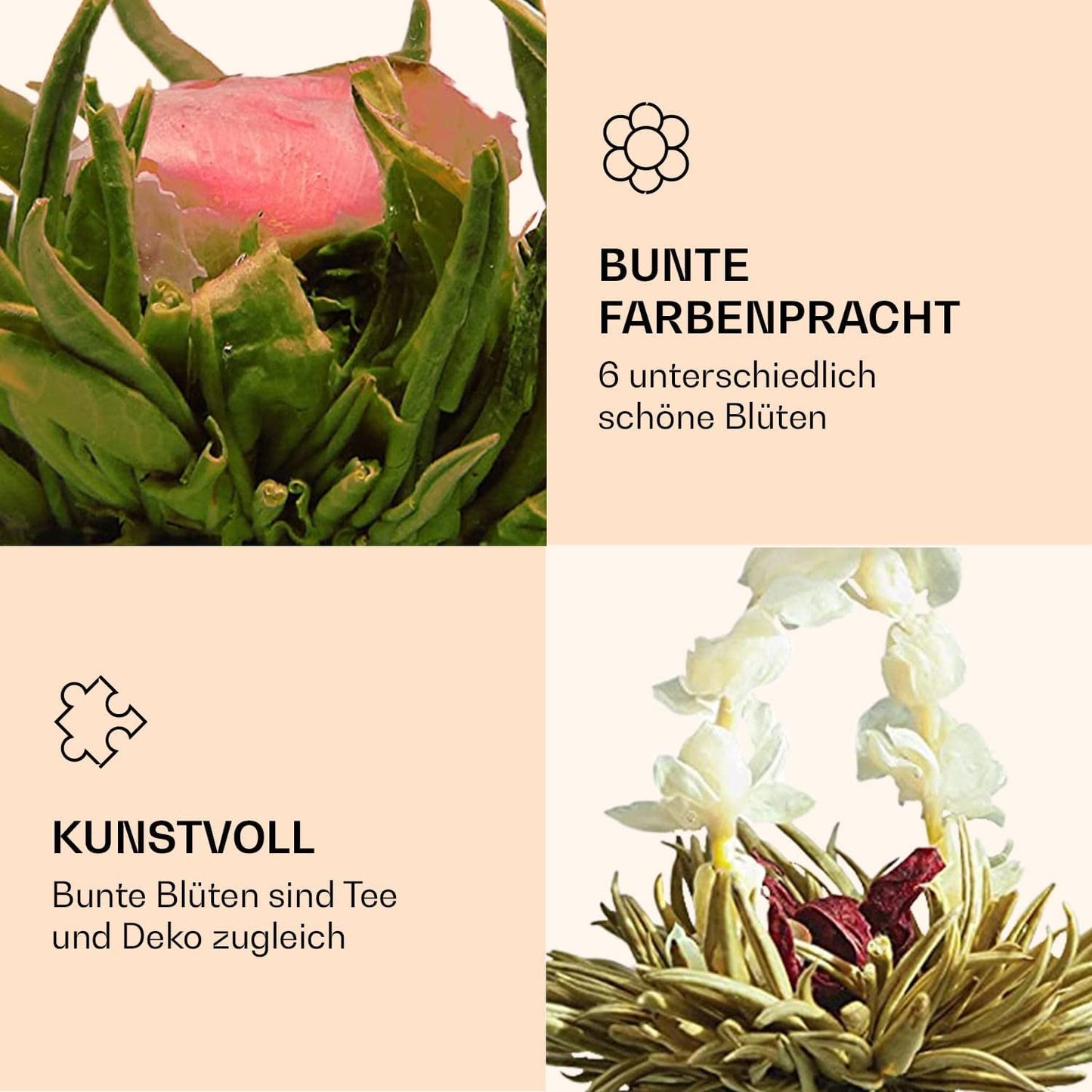 Feelino Elegant 6 stykke blandet æske - Feelino hvide teblomster i en lækker smags- og gaveæske med 6 forskellige hvide te-roser, individuelt vakuumpakket, 1 stk.